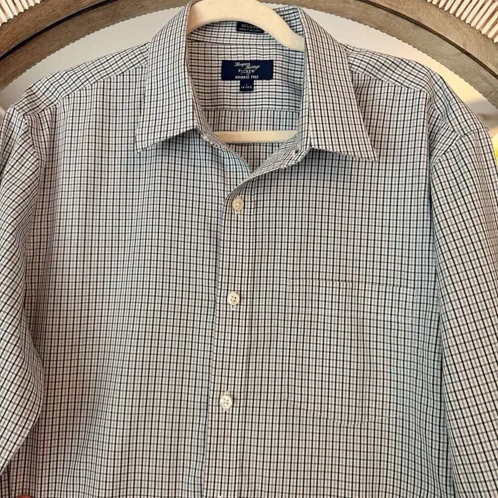 J.Crew Thompson Heritage Men’s L 16-16.5 Wrinkle Free 2-Ply Cotton Check Shirt